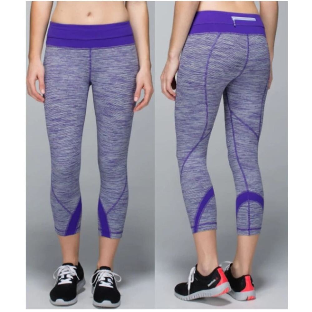 Lululemon Women's Inspire Crop II Block-It Purple Leggings Size 4